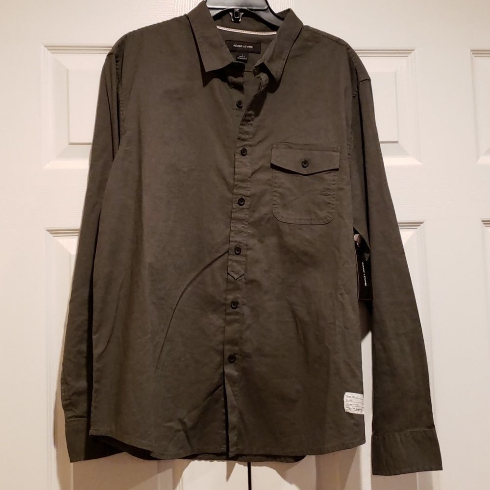 Adam Levine Army Green Linen Shirt